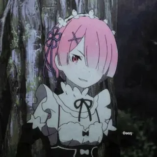 🍓 Ram Re:Zero Dean Anime, Manga, Ram, Re:Zero, pelo rosa whatsapp sticker
