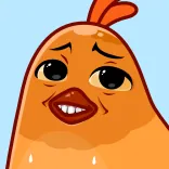 🥴 pássaro, frango, animal, desenho animado, laranja telegram sticker