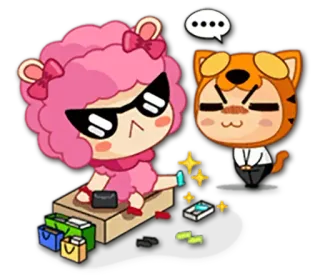 👠 Cartoon, Niedlich, Schaf, Tiger, Shopping, Mode, Stylisch whatsapp sticker