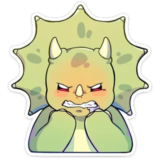 😠 트리케라톱스, 공룡, 만화, 화난, 귀여운, 스티커 telegram sticker