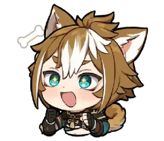 🤩 Gorou Genshin Impact anime, dog, happy, excited, chibi telegram sticker