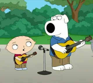 🧸 Brian Griffin Family Guy cartoon, music, dog, guitar, animated, sitcom, tv show, comedy telegram sticker