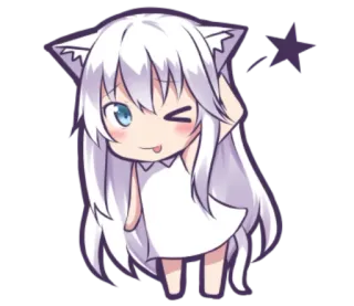 😅 Anime, Chica gato, Kawaii, Chibi, Dibujos animados, Lindo whatsapp sticker