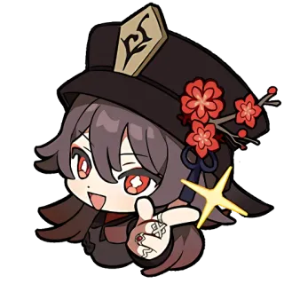 👍 Hu Tao Genshin Impact anime, game, hu tao, wink, chibi whatsapp sticker