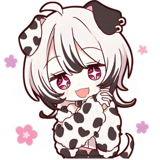 😍 Anime, Hund, Süß, Mädchen, Chibi, Dalmatiner, Aufkleber telegram sticker