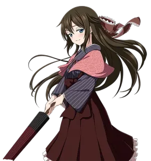 ☔️ gadis anime, kimono, payung, rambut panjang, ilustrasi, wanita, kartun telegram sticker
