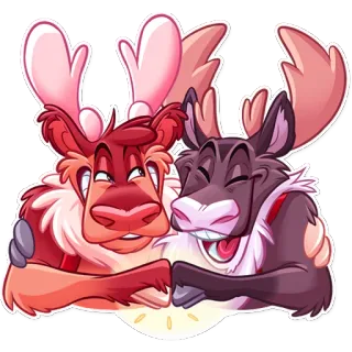 🤝 Rentier, Weihnachten, Winter, Cartoon, Tier, Illustration telegram sticker
