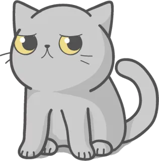 😒 Katze, Kätzchen, traurig, süß, Cartoon, grau telegram sticker