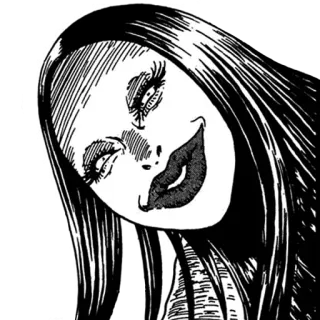 ☺️ mujer, terror, manga, tenebroso, ojos whatsapp sticker