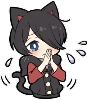 🙏 Anime, Orejas de gato, Kawaii, Lindo, Suplicando, Personaje, Chibi whatsapp sticker