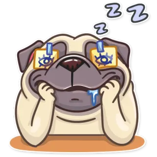 😴 ZZZ pug, cachorro, dormindo, cansado, soneca, desenho animado telegram sticker
