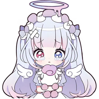 🥺 anime, chibi, angel, cute, kawaii, sad, crying telegram sticker
