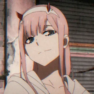 😕 Zero Two Darling in the Franxx Anime, Zero Two, Różowe włosy, Rogi, Franxx telegram sticker
