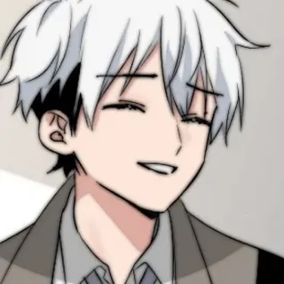 🥛 anime, manga, character, smiling, white hair whatsapp sticker