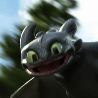 😂 Toothless How to Train Your Dragon มังกร, สีดำ, มีความสุข, การ์ตูน, น่ารัก whatsapp sticker