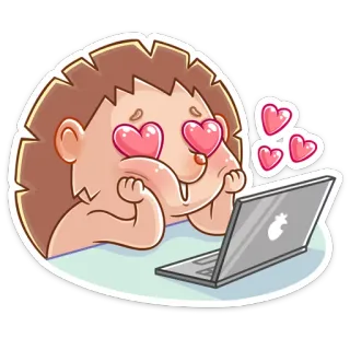 😍 hedgehog, love, hearts, computer, cute, animal whatsapp sticker