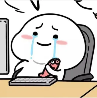 😭 desenho animado, chorando, triste, trabalho, escritório, computador, personagem telegram sticker