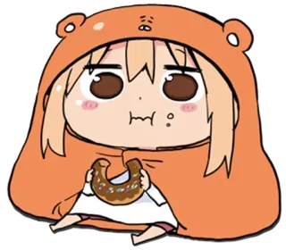 🥧 Umaru Doma Himouto! Umaru-chan Anime, Mignon, Chibi, Umaru, Donut, Orange whatsapp sticker