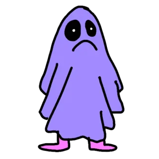 ☹️ hantu, sedih, kartun, monster, ungu, seram, Halloween telegram sticker