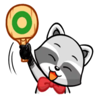 ⭕️ енот, животное, милый, мультфильм, настольный теннис, ракетка, спорт telegram sticker
