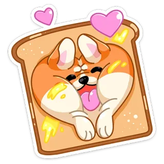 😛 หมา, ขนมปังปิ้ง, สัตว์, น่ารัก, หัวใจ telegram sticker