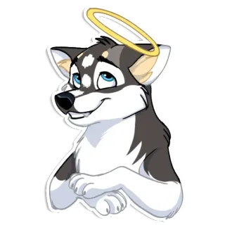 😏 cachorro, halo, animal, fofo, desenho animado, husky telegram sticker