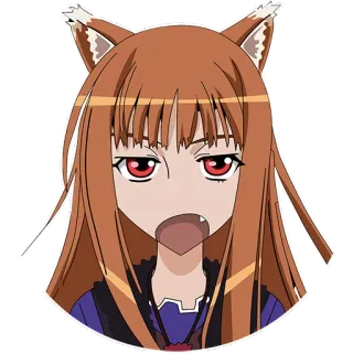 👿 Holo Spice and Wolf Аниме, Девушка-волк, Холо, Волчица и пряности, Чиби, Милый, Уши telegram sticker