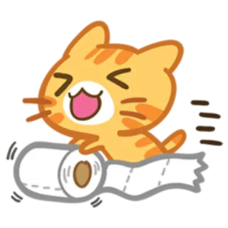 😆 猫, 子猫, トイレットペーパー, 面白い, 動物, ペット telegram sticker