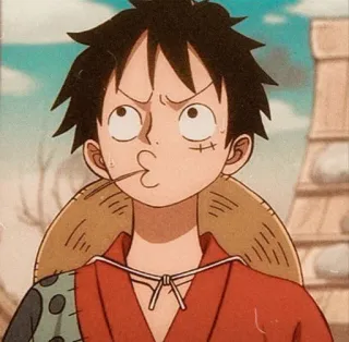 ☠ Monkey D. Luffy One Piece Anime, Cartoon, One Piece, Luffy, Monkey D. Luffy, Piraat, Strohoed telegram sticker