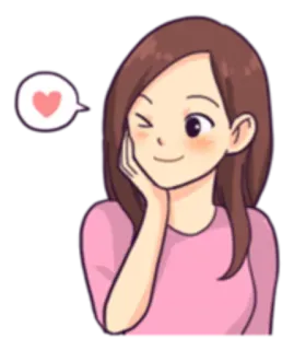 😉 cartoon, woman, wink, love, heart, sticker, cute telegram sticker