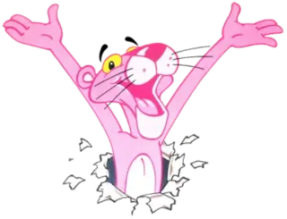 😊 Pink Panther Cartone animato, Rosa, Pantera, Saltando, Animazione telegram sticker