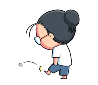 😔 卡通, 踢, 闪耀, 人物, 贴纸 telegram sticker