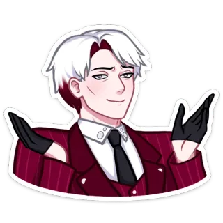 ☺️ мужчина, мультик, самодовольный, персонаж, аниме, костюм, перчатки telegram sticker