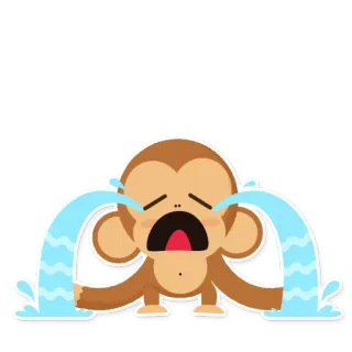 😭 menangis, sedih, monyet, air mata, kesal, emosional telegram sticker