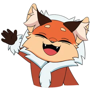 👋 raposa, desenho animado, animal, amigável, aceno telegram sticker