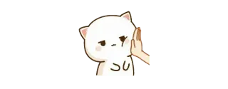 😐 gato, mano, bofetada, dibujo animado whatsapp sticker