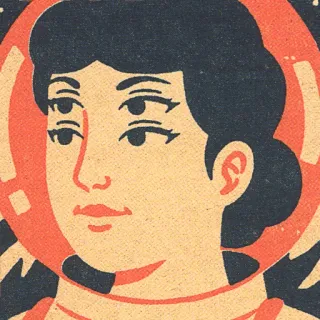 👩 woman, person, illustration, vintage, retro, portrait telegram sticker