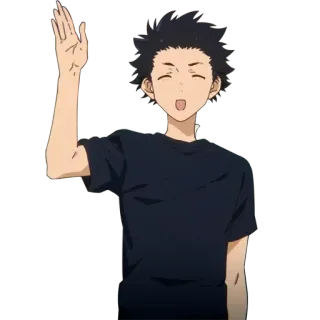 😋 Shoya Ishida A Silent Voice Anime, Personagem, Saudação, Aceno telegram sticker