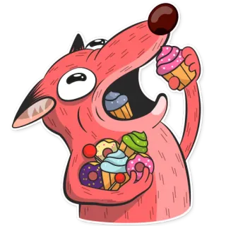 🍩 Cartoon, Tier, Wolf, Dessert, Cupcake, Essen, Lustig, Süß, Donut telegram sticker