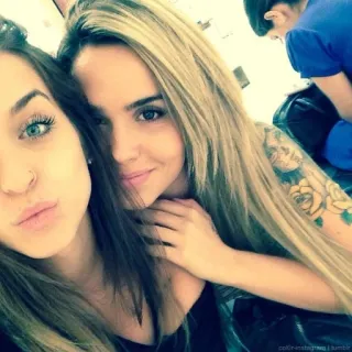 ❤️ coffin-ostalgia.tumblr.com women, selfie, portrait, friends, long hair, tattoo telegram sticker