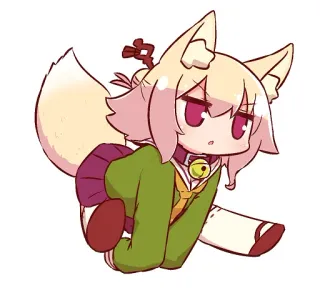 🦊 Anime, Chibi, Kawaii, Garota raposa, Kemonomimi, Orelhas de animais telegram sticker