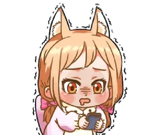 😖 Ragazza anime, Orecchie da volpe, Preoccupata, Carina, Cartone animato telegram sticker