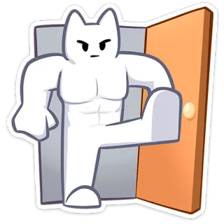 😤 chat, porte, en colère, musclé, muscle, dessin animé telegram sticker