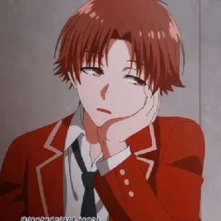 😐 Ayanokoji Kiyotaka Classroom of the Elite Anime, Schule, Teenager, Junge, rote Haare, ernst telegram sticker