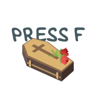 ⚰ PRESS F Druk op F, Doodskist, Roos, Meme, Lijkrede telegram sticker