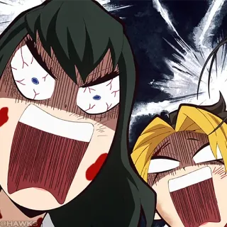 🏮 Anime, Demon Slayer, Sangue, Mangá, assustado, chocado whatsapp sticker