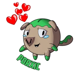 😍 PORXIC cachorro, desenho animado, personagem, corações, fofo, adesivo telegram sticker