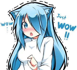 😳 wow... wow!! Anime, Kreskówka, Uroczy, Kocie uszy, Wow, Zszokowany telegram sticker