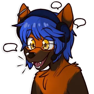 😀 Furry, Antropomórfico, Perro, Auriculares, Gafas, Dibujo animado, Animal, Ilustración telegram sticker