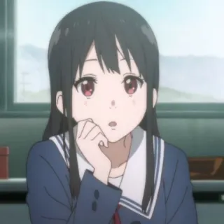 🍙 Anime, Mädchen, Schuluniform, Brünette, Cartoon whatsapp sticker